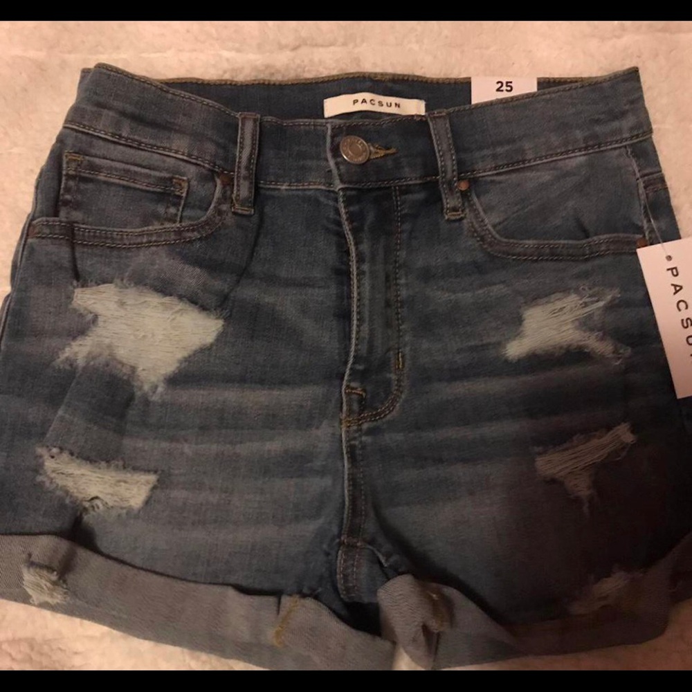 pacsun mid rise shortie denim shorts